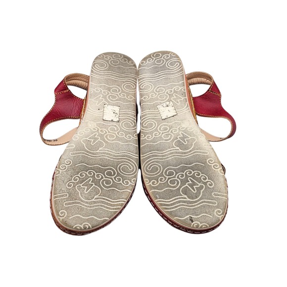 L'Artiste Women's Size 39/8.5 US Spring Step Eidolara Red Leather Floral Sandals - Picture 5 of 8
